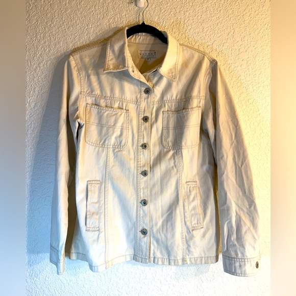 Hennes Collection for H&M Oatmeal Light Denim Jacket. Size 38 (S). Slip pockets. - Picture 1 of 9